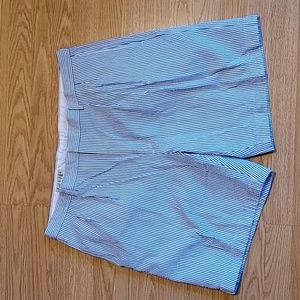Cutter & Buck Men's Blue Front Pleated Seersucker Cotton Golf Shorts Size 40